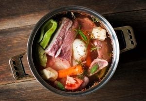 fresh beef soup ingredients in large pot